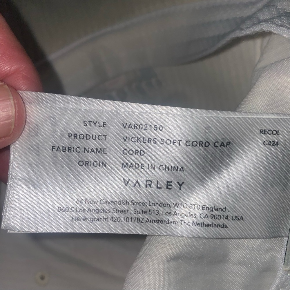 Varley Cream Ribbed Corduroy Baseball Cap - Picture 6 of 8